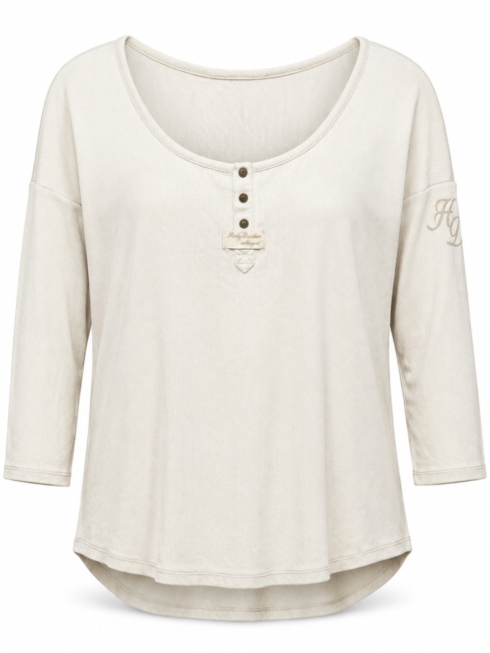 Harley Davidson Chunky Rib Knit Elbow Henley Shirt Size L